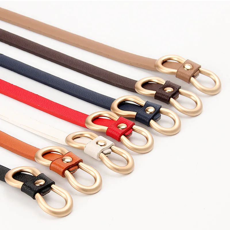New Women's Word Buckle All-Matching Shirt Dress Narrow Belt Decorative Thin Belt