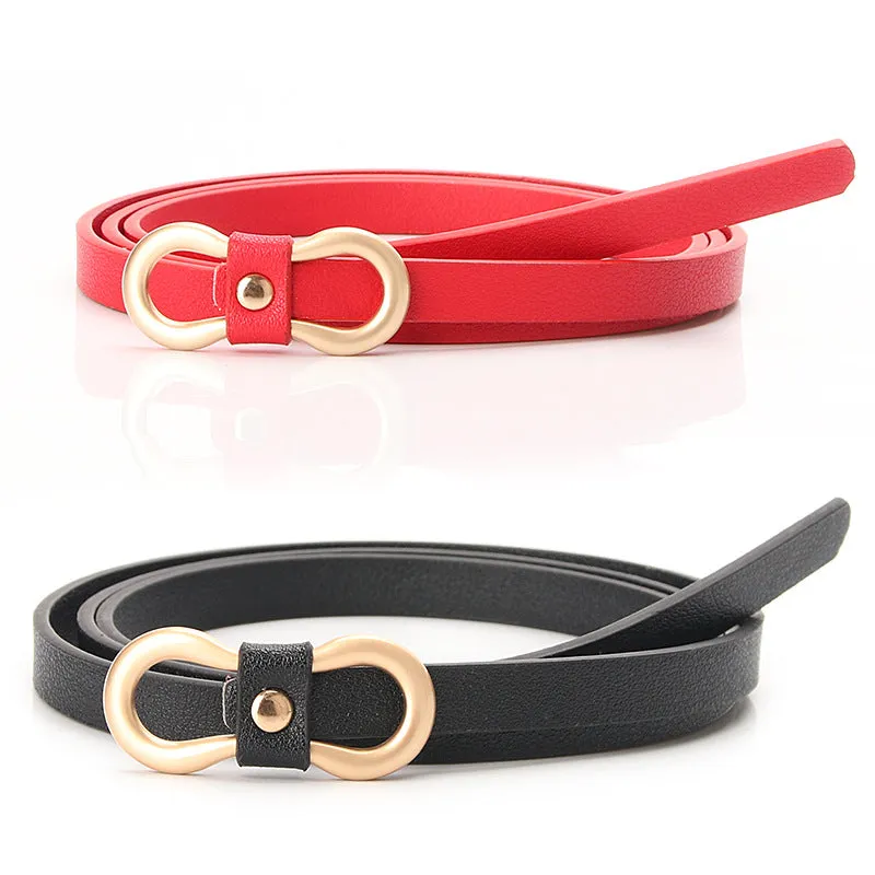 New Women's Word Buckle All-Matching Shirt Dress Narrow Belt Decorative Thin Belt