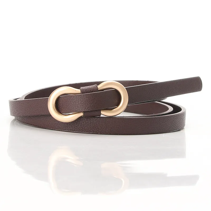 New Women's Word Buckle All-Matching Shirt Dress Narrow Belt Decorative Thin Belt