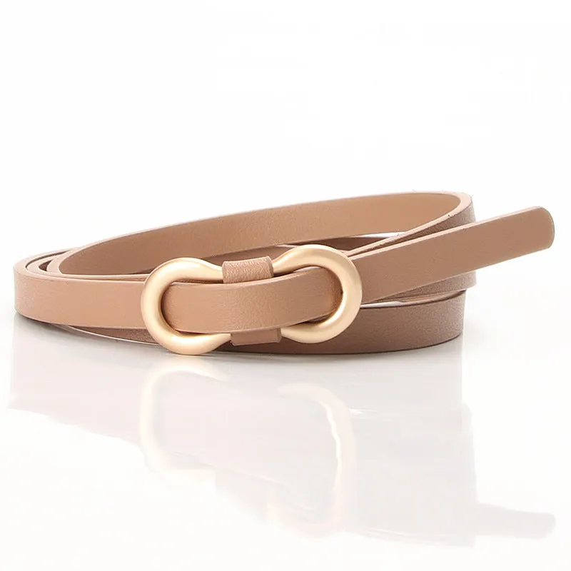 New Women's Word Buckle All-Matching Shirt Dress Narrow Belt Decorative Thin Belt