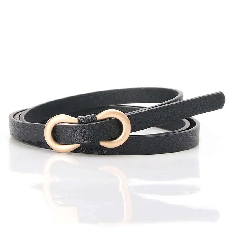 New Women's Word Buckle All-Matching Shirt Dress Narrow Belt Decorative Thin Belt
