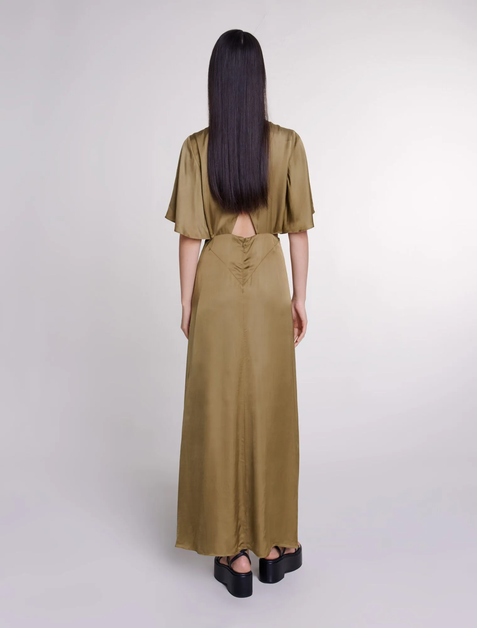 Openwork satin-effect maxi dress