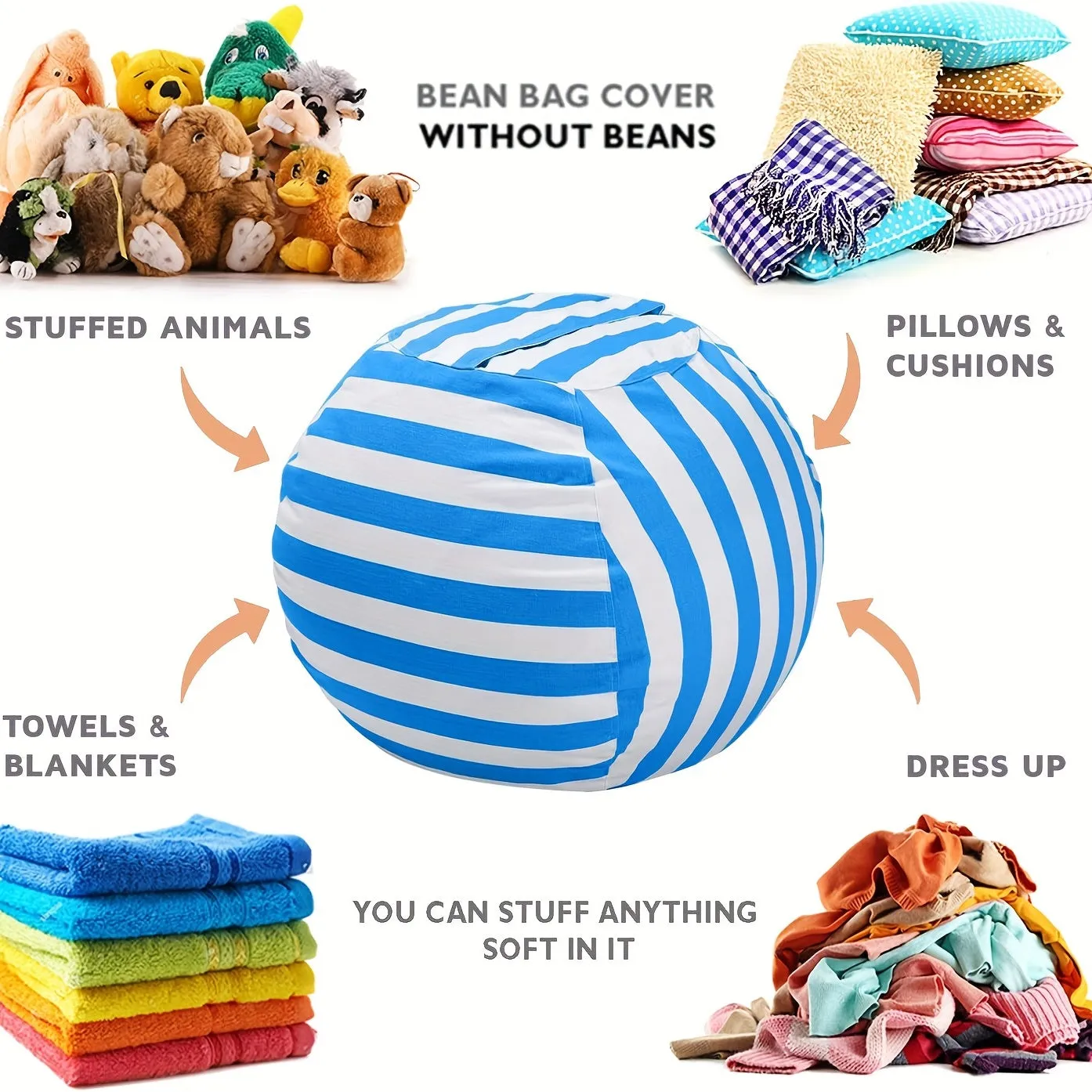 Organize Kids Plush Toys with Stuffed Animal Bean Bag Chair