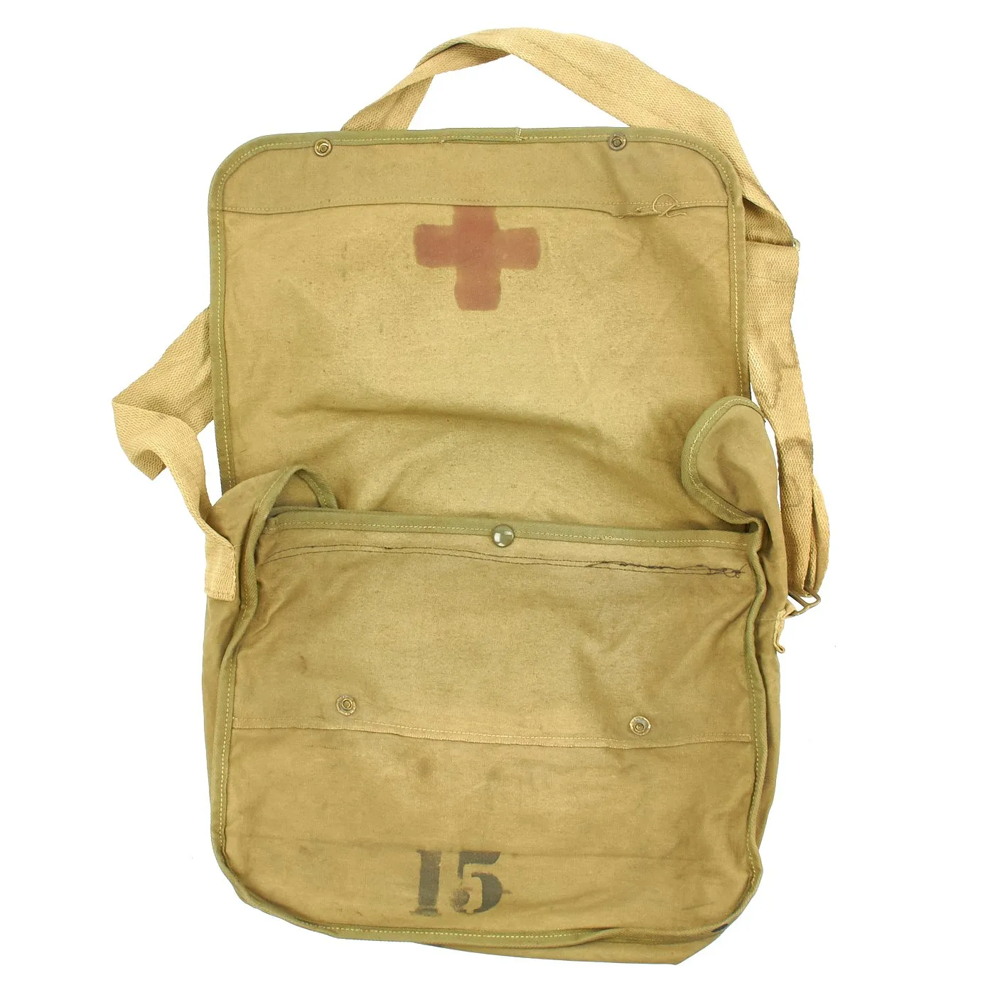 Original U.S. WWII First Aid Medic Shoulder Bag marked to Nanticoke Ambulance F.A. Unit