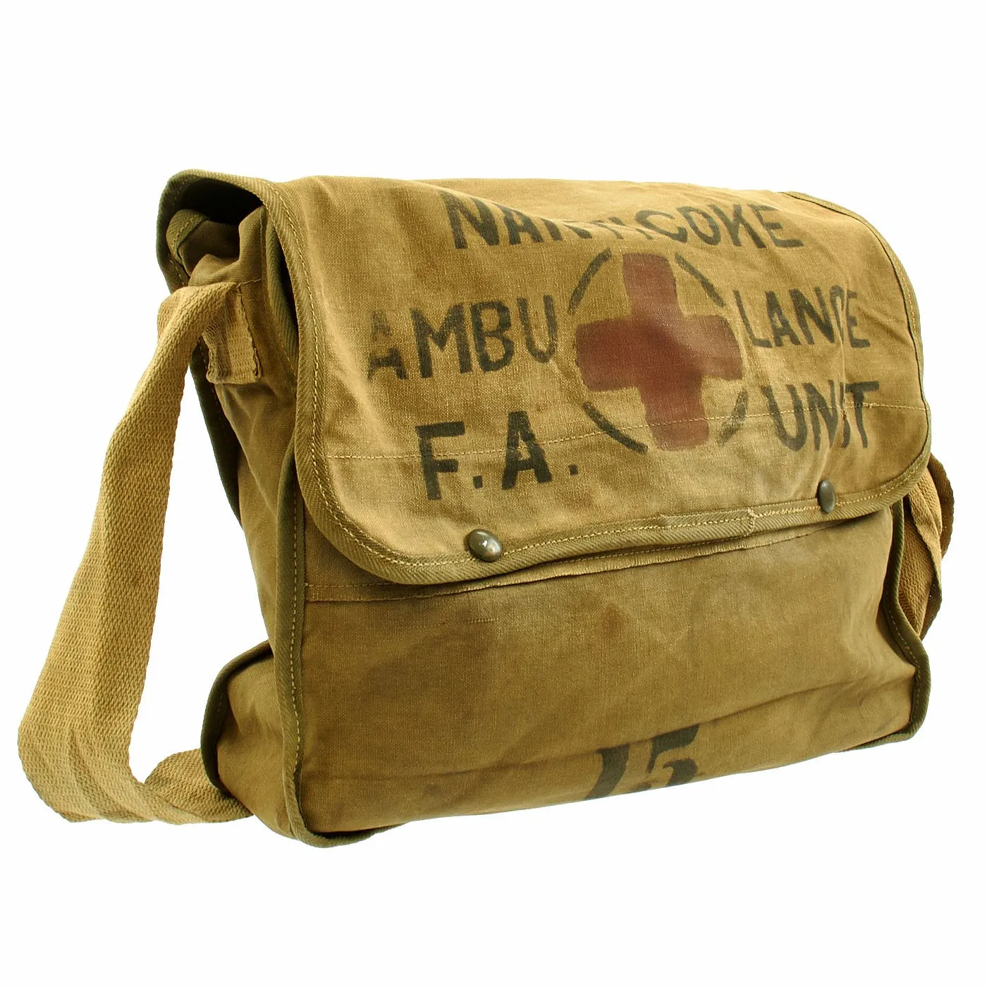 Original U.S. WWII First Aid Medic Shoulder Bag marked to Nanticoke Ambulance F.A. Unit