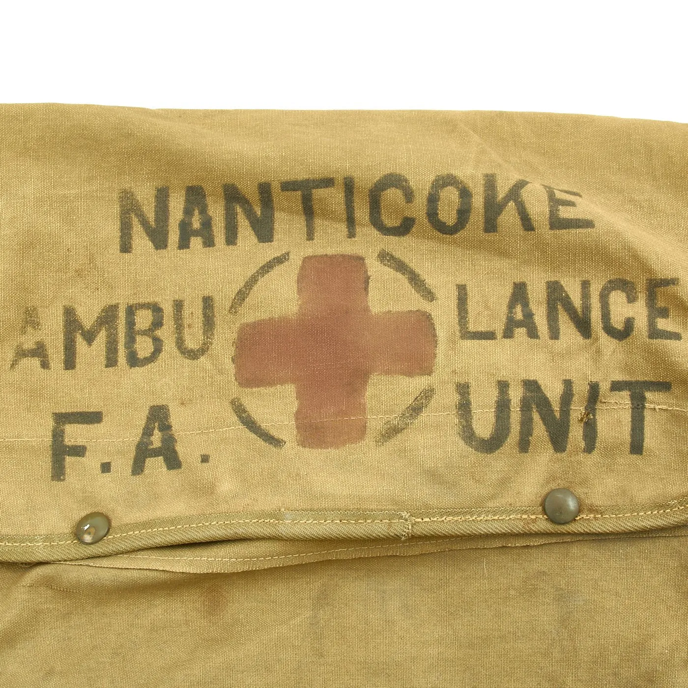 Original U.S. WWII First Aid Medic Shoulder Bag marked to Nanticoke Ambulance F.A. Unit