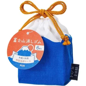 PLUS Limited Mount Fuji eraser Blue Fuji Red Fuji with Mount Fuji modeling bag six into the group ER-100AIF-6P