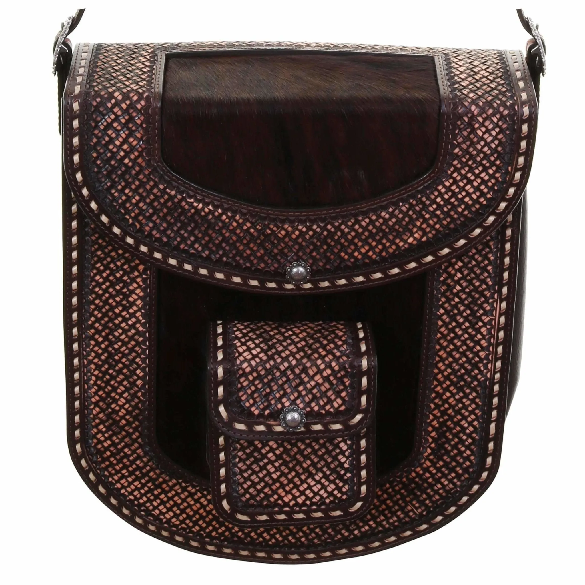 RB23 - Brown Vintage Tooled Rope/Travel Bag