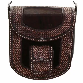RB23 - Brown Vintage Tooled Rope/Travel Bag