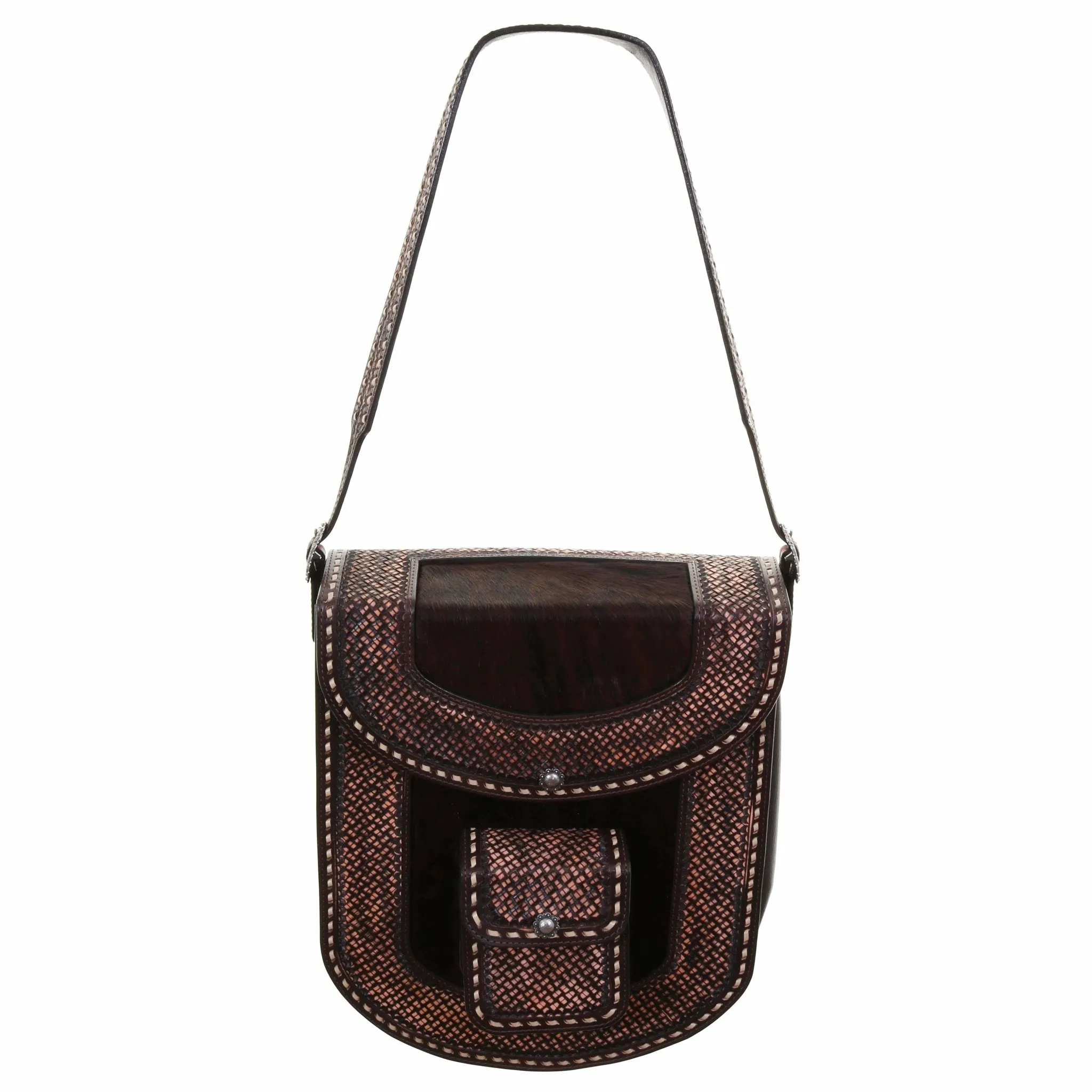 RB23 - Brown Vintage Tooled Rope/Travel Bag
