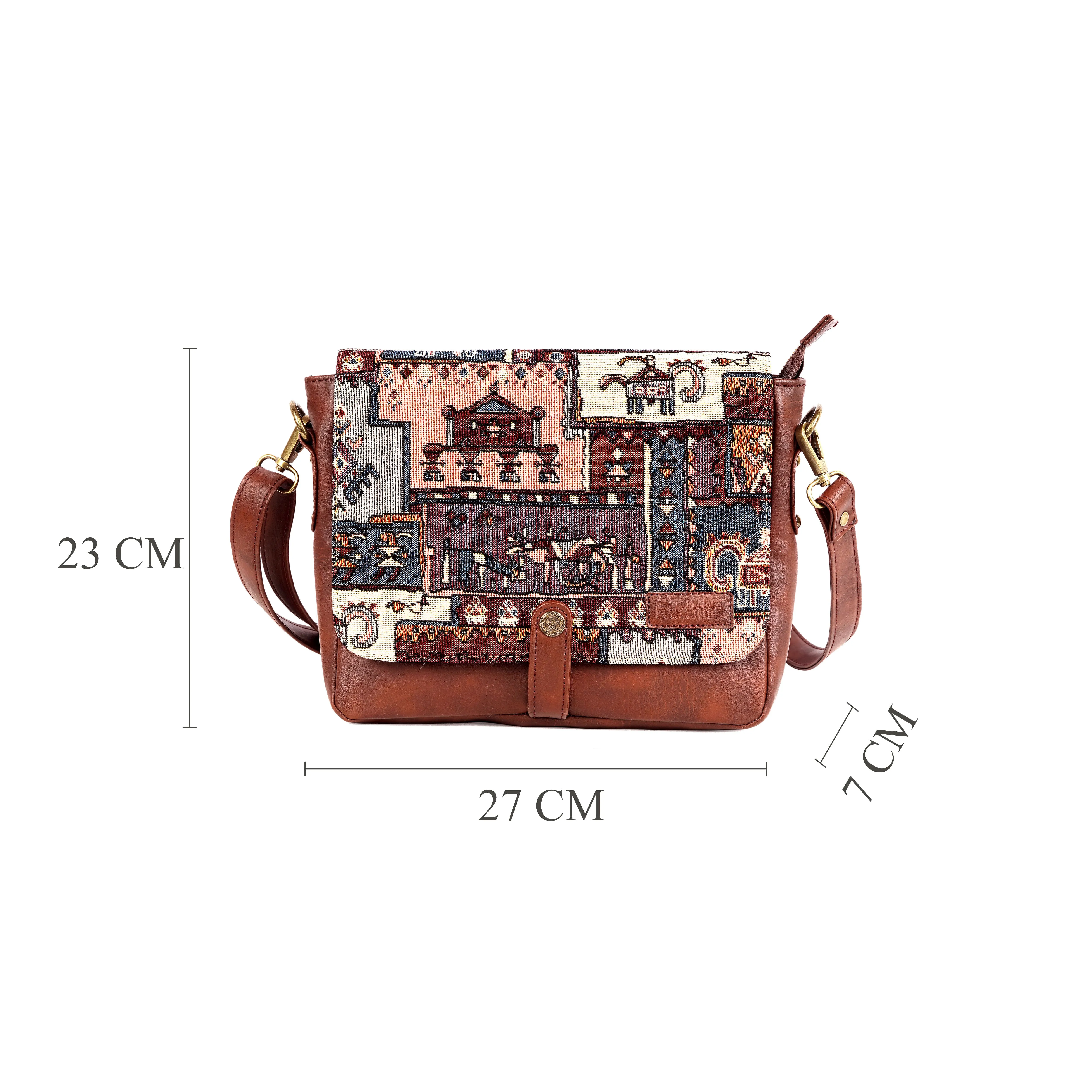 Rudhira Turkish Kilim Patch crossbody Messenger bag