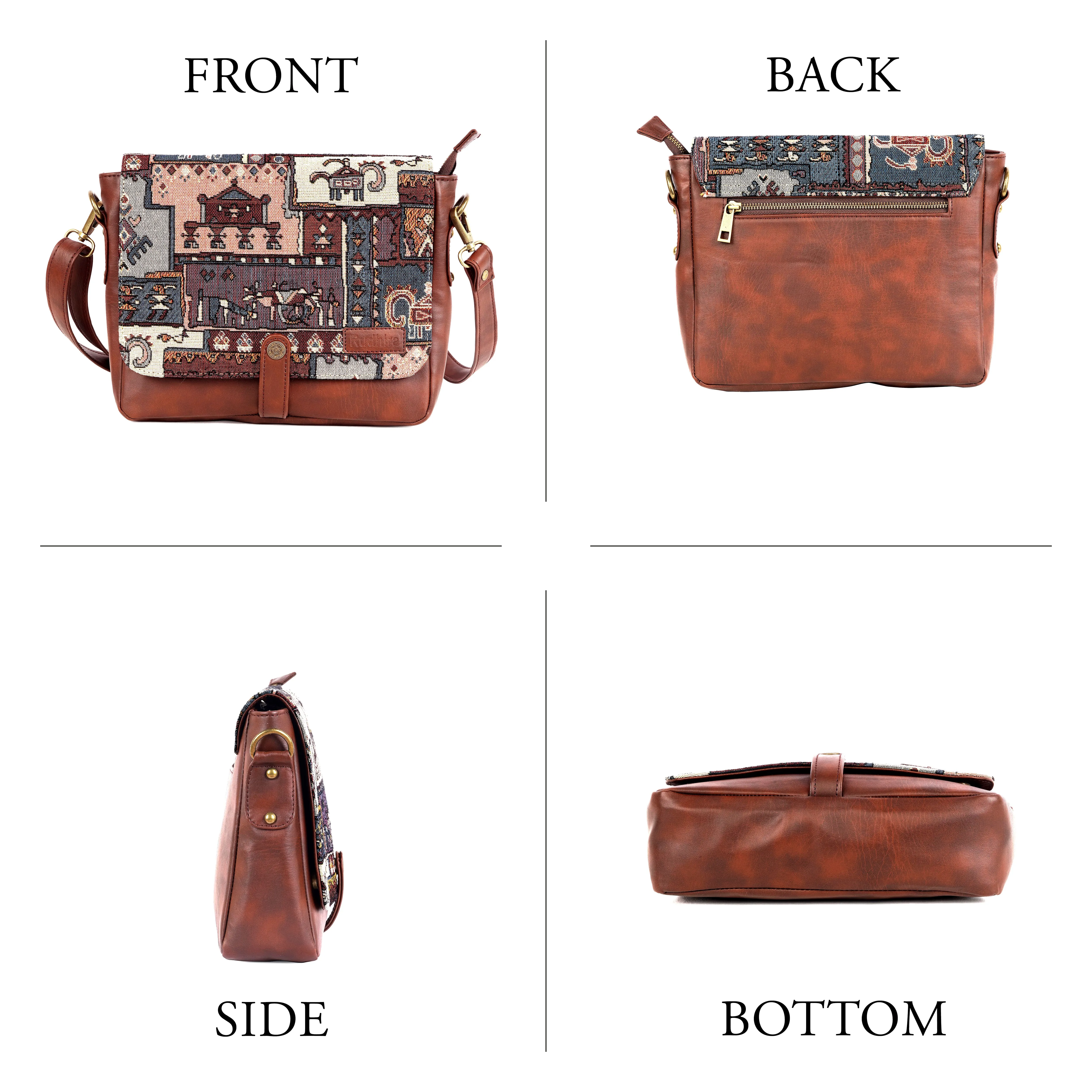 Rudhira Turkish Kilim Patch crossbody Messenger bag