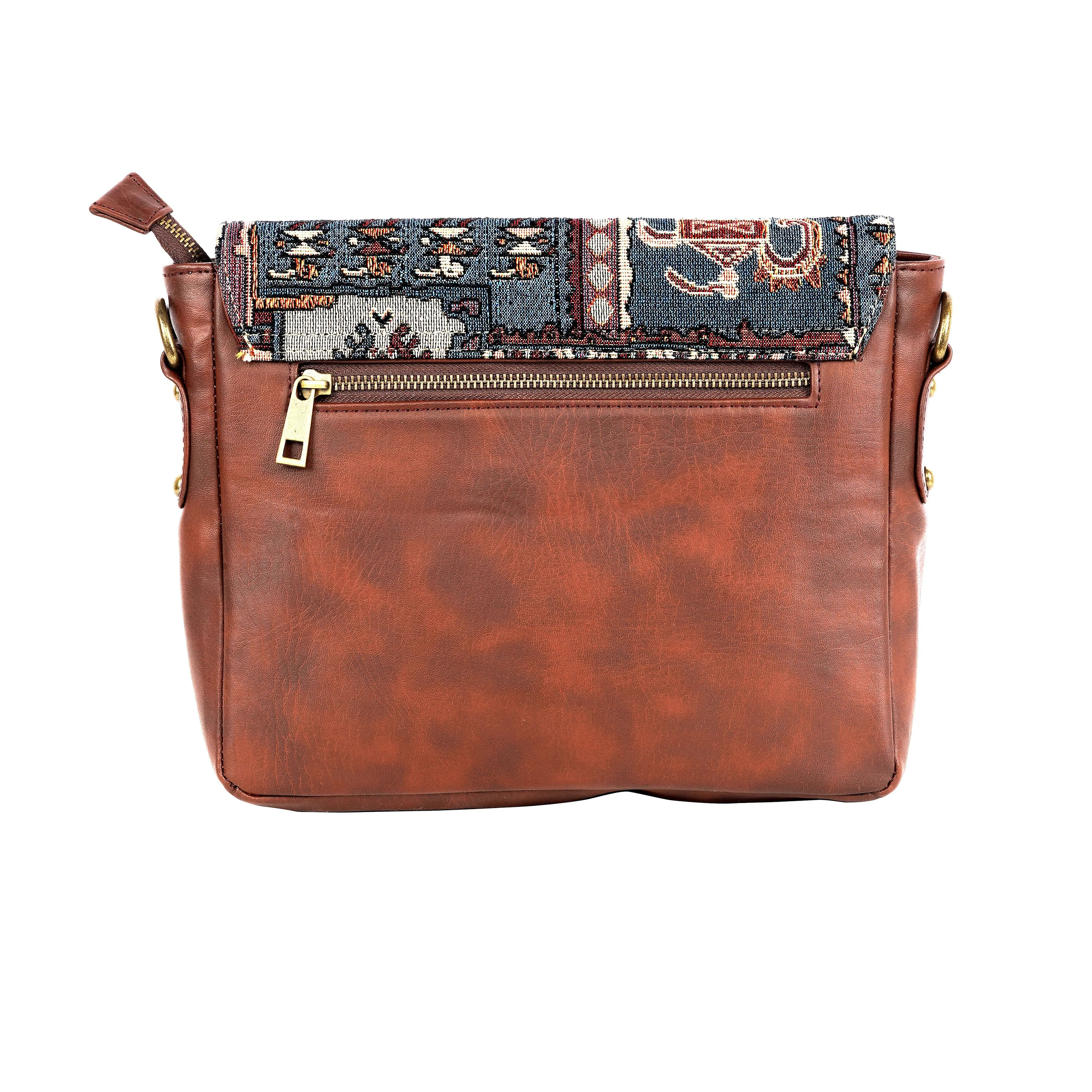 Rudhira Turkish Kilim Patch crossbody Messenger bag
