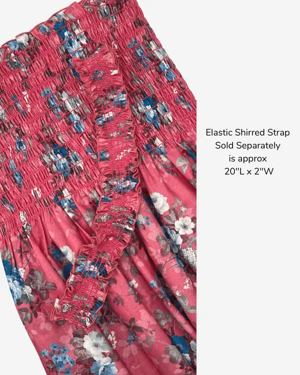 Shirred Fabric by the Yard  | Pink Blue Floral Fabric | 42"L