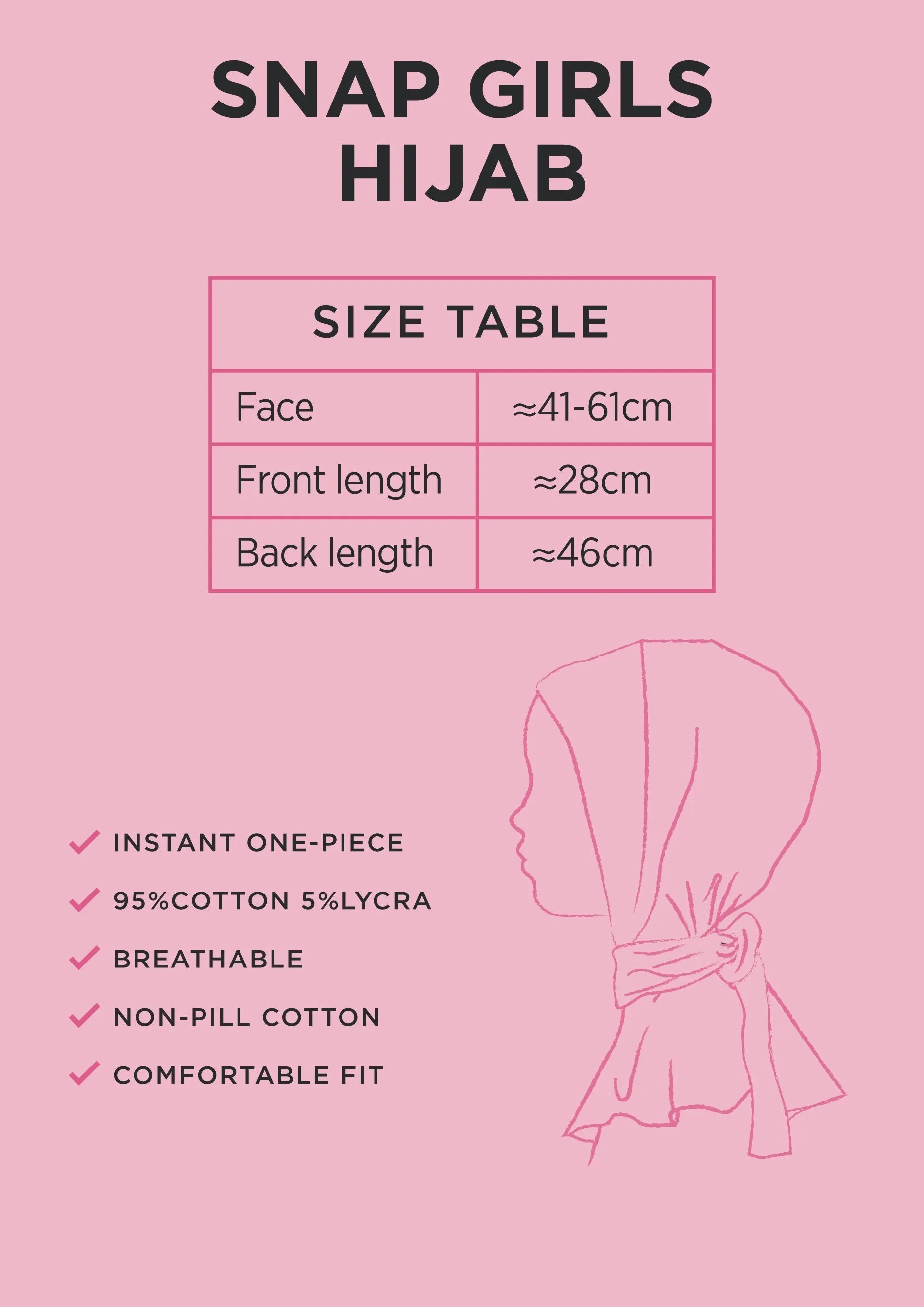 Snap Hijab Girls-Plain Jersey Cotton