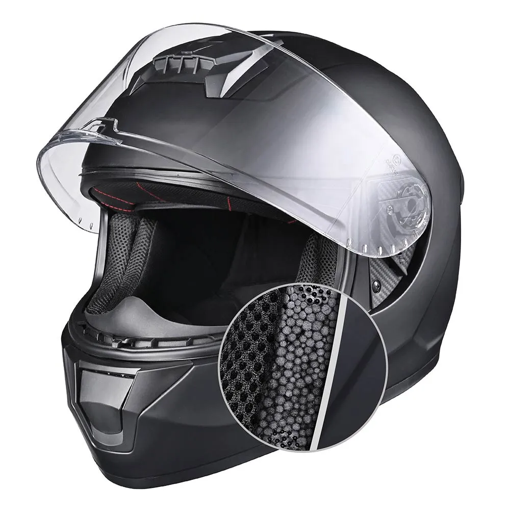 TheLAShop Bluetooth Motorcycle Helmet Matte Black DOT Full Face