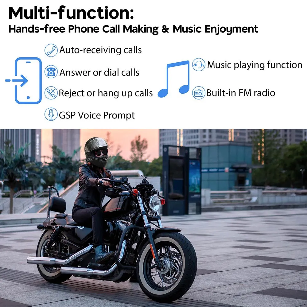 TheLAShop Bluetooth Motorcycle Helmet Matte Black DOT Full Face
