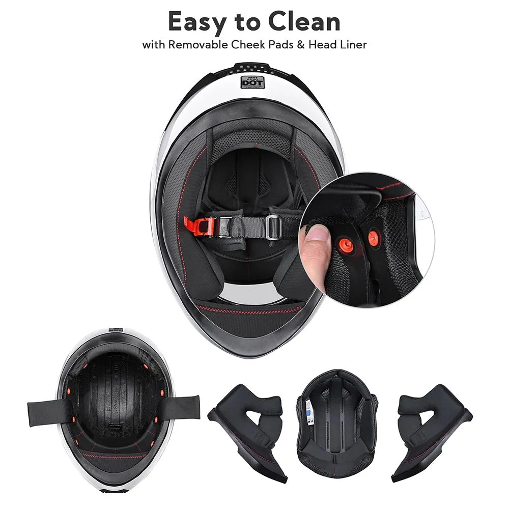 TheLAShop Bluetooth Motorcycle Helmet Matte Black DOT Full Face