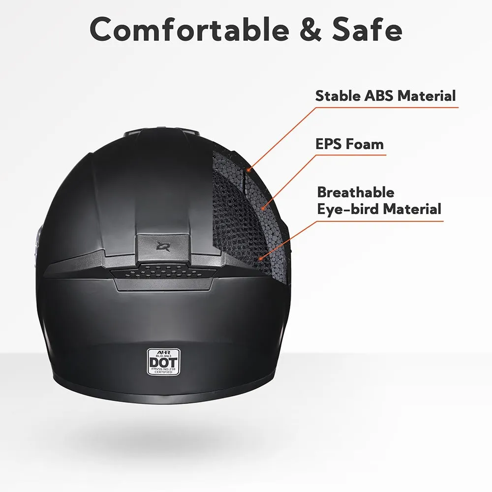 TheLAShop Bluetooth Motorcycle Helmet Matte Black DOT Full Face