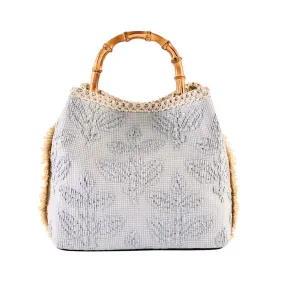 ViaMailBag Coral Chic Raffia Top Handle Bag