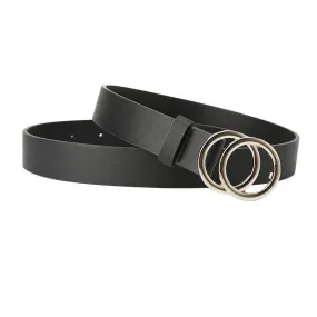 Women's Cross-Border Trendy Double Ring Buckle Belt Fashionable Simple Women's Ins Style Wide Belt