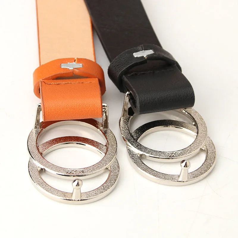 Women's Cross-Border Trendy Double Ring Buckle Belt Fashionable Simple Women's Ins Style Wide Belt