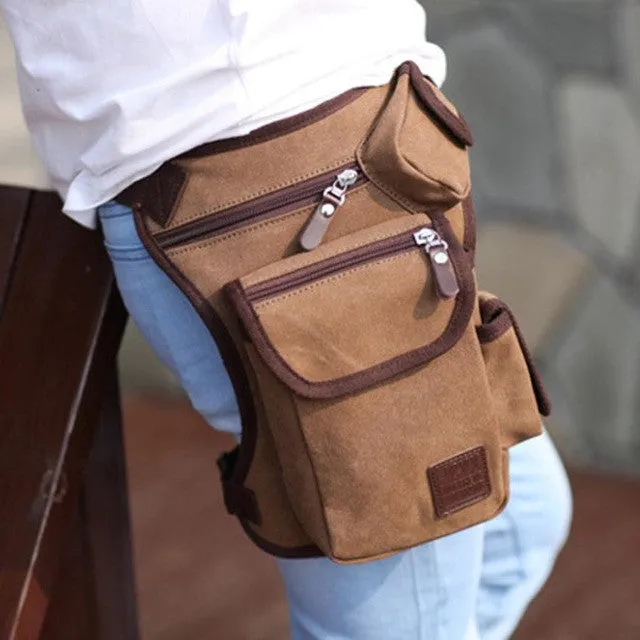 Xiniu Men leg waist bag thigh fanny pack multifonction Canvas Money Belt Casual Man Waist Bag sacoche cuisse pochete homem#LRSS