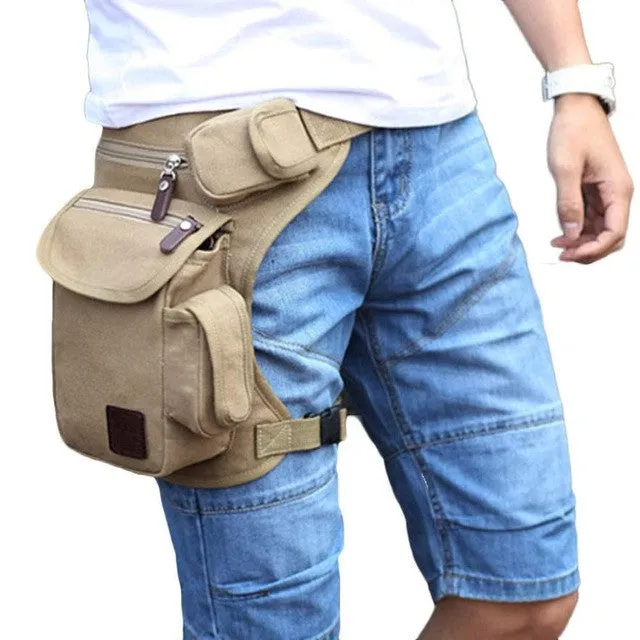 Xiniu Men leg waist bag thigh fanny pack multifonction Canvas Money Belt Casual Man Waist Bag sacoche cuisse pochete homem#LRSS